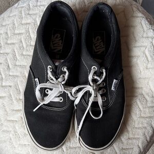 Vans Men's Black and White Canvas Sneakers